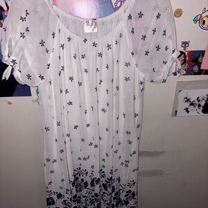 Floral White and Blue Women's baby doll dress